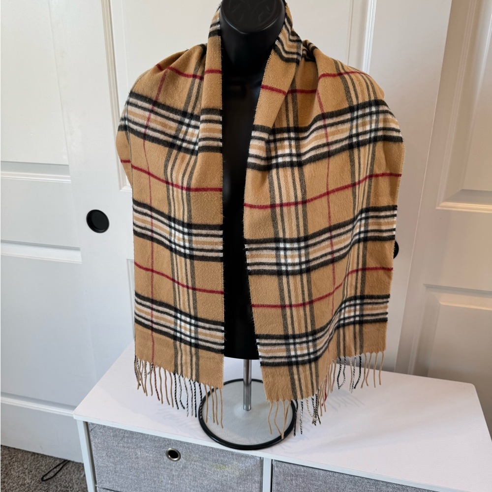 V. FRAAS Tan Plaid Scarf